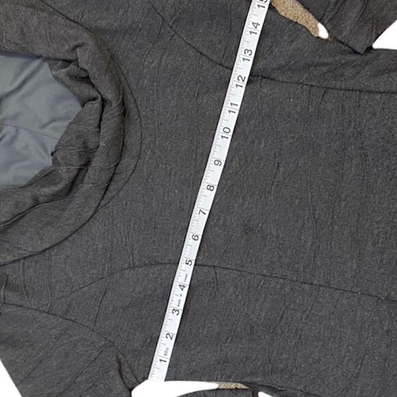 SHARGANO Grey Cowl Neck Fitted Stretch 3/4 Sleeve Knee Length Dress 6 - Picture 7 of 9